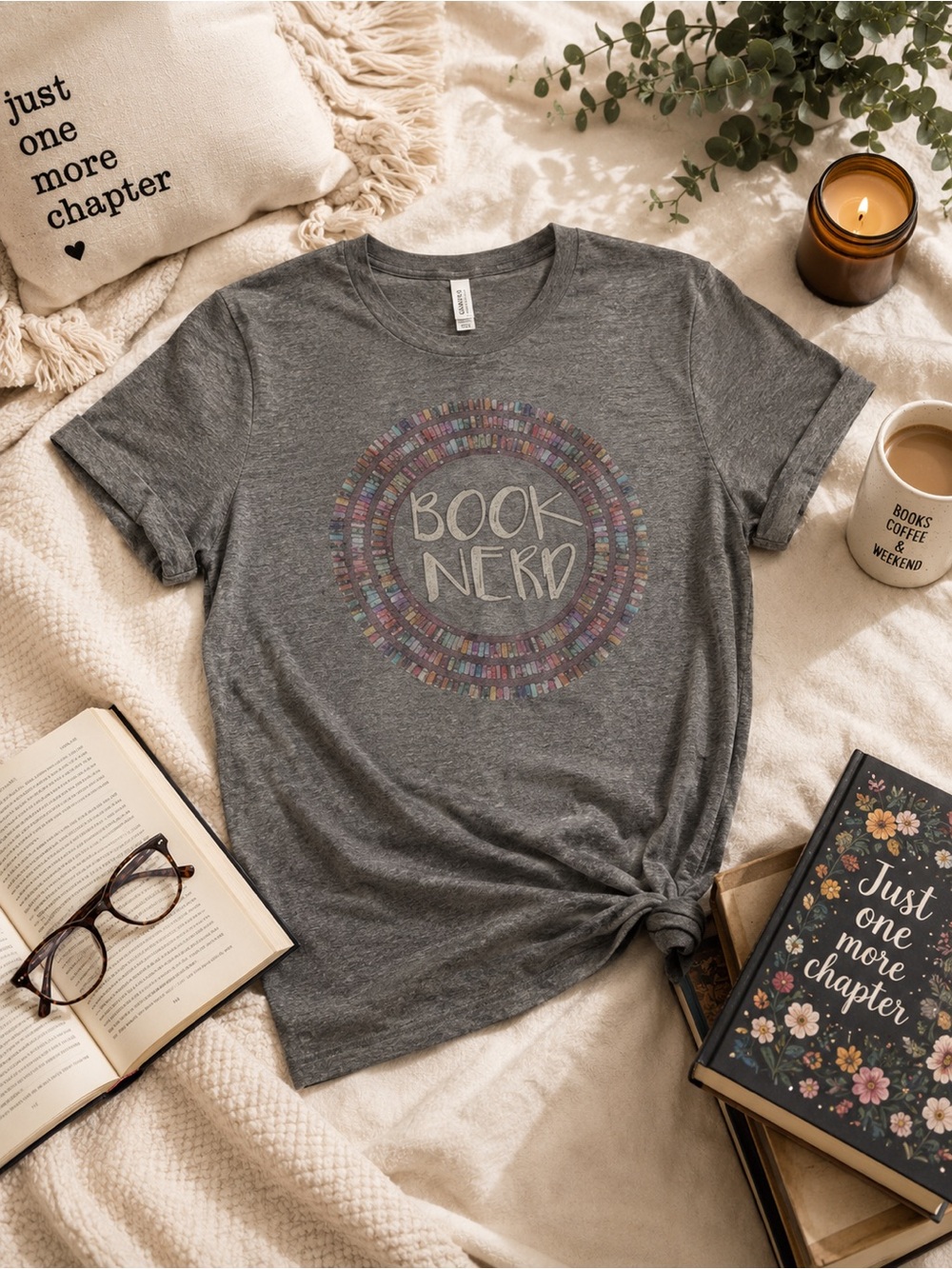 Book Nerd Graphic Tee BookTok Reader Literary Shirt Gray L